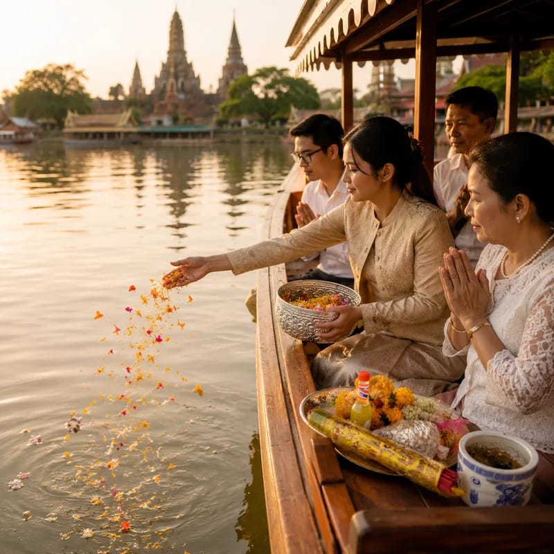 พิธีลอยอังคารบนเรือ แม่น้ำอยุธยา