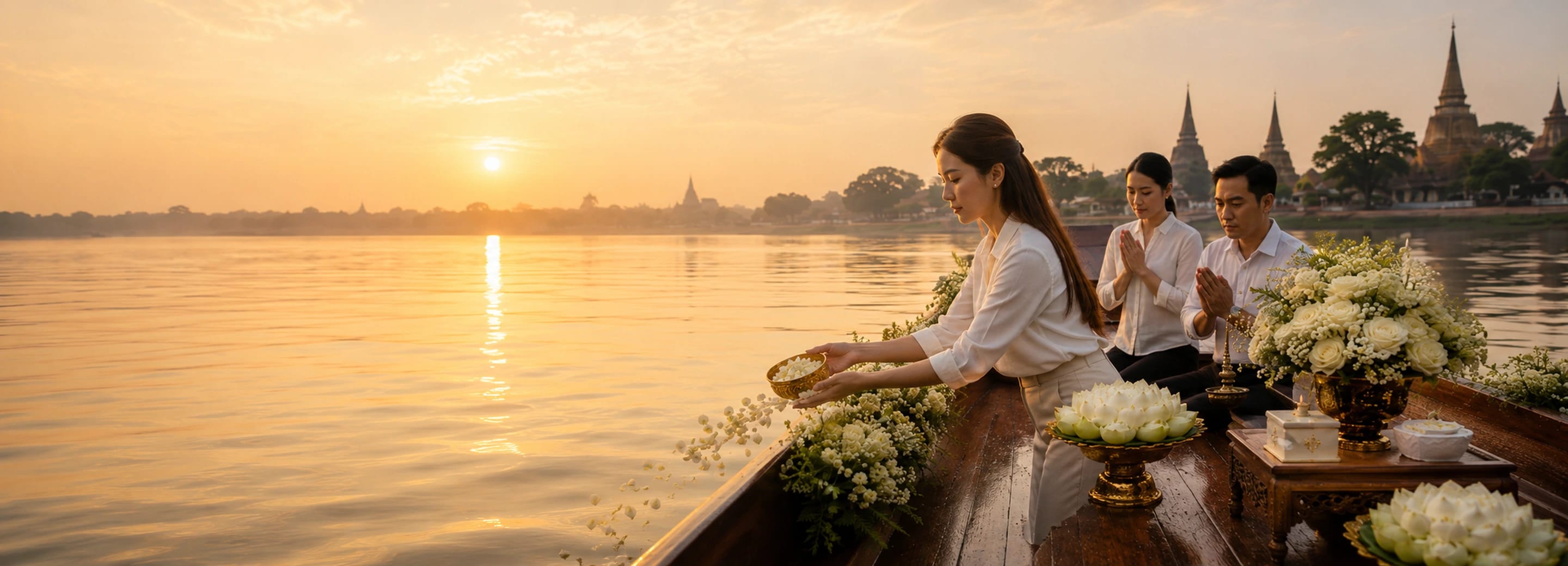 พิธีลอยอังคารบนเรือ แม่น้ำอยุธยา