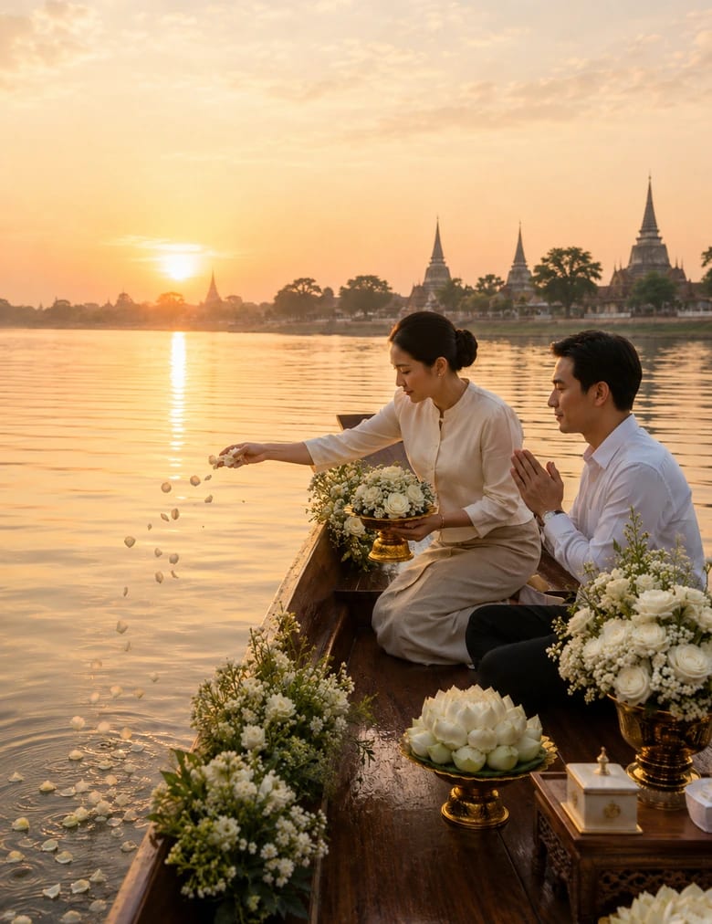 พิธีลอยอังคารบนเรือ แม่น้ำอยุธยา